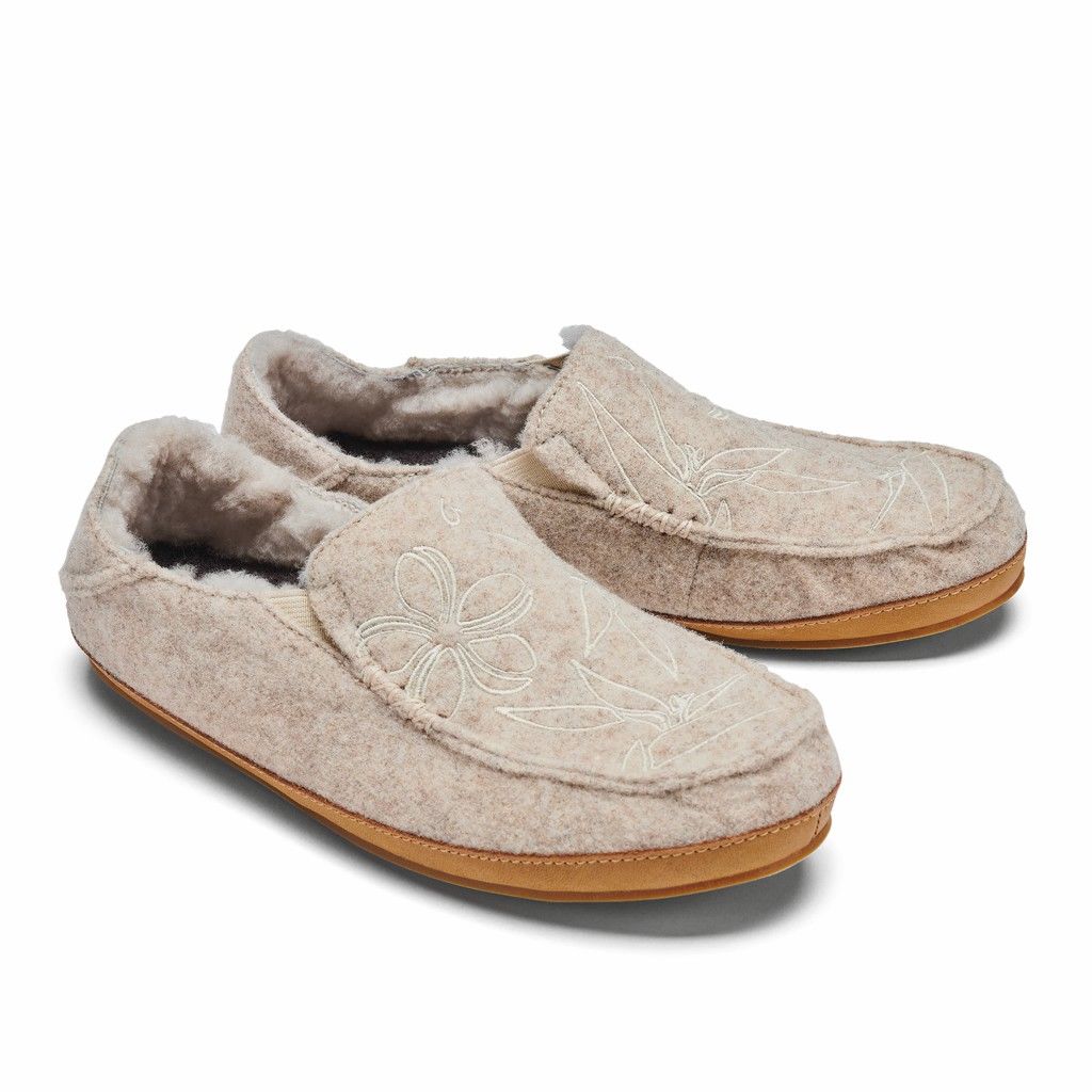 Olukai Women's Nohea Kilohana Slipper - Tapa / Golden Sand US896-472